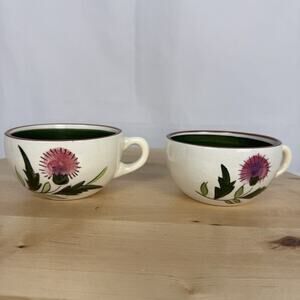 Vintage Set of 2 Stangl Pottery Pink THISTLE Teacup Trenton New Jersey Cups